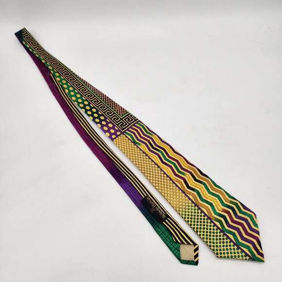 Gianni Versace 100% Silk Tie 1980's Geometric - Picture 2 of 5